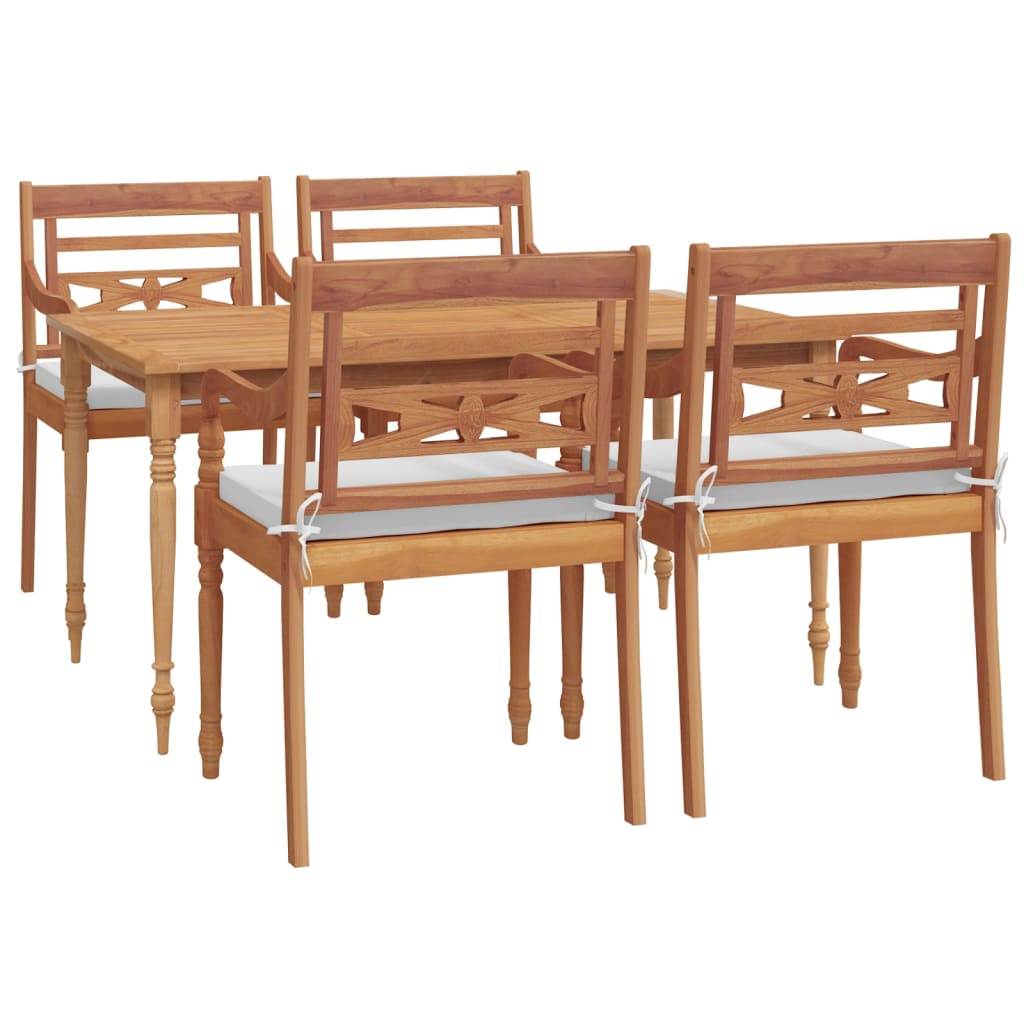 Set da Pranzo Giardino 5 pz con Cuscini Legno Massello di Teakcod mxl 73550