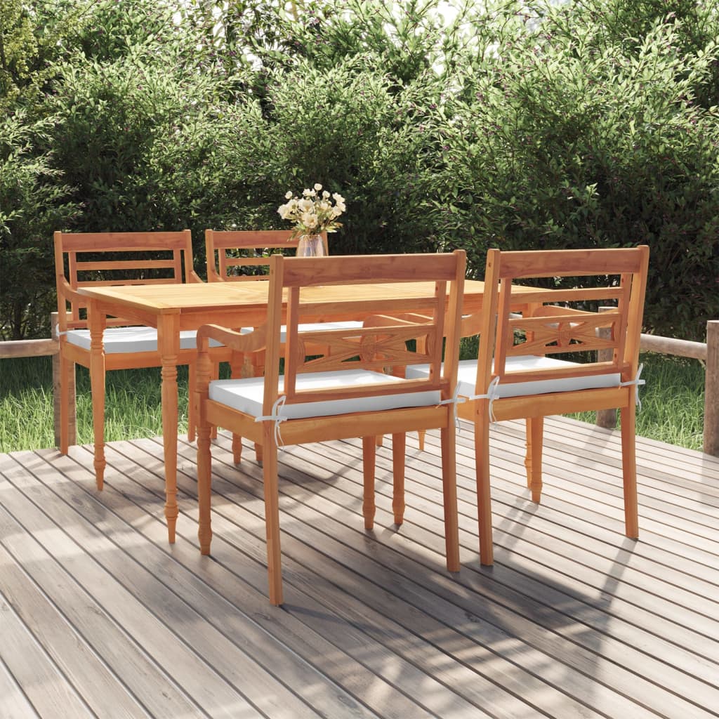 Set da Pranzo Giardino 5 pz con Cuscini Legno Massello di Teakcod mxl 73550