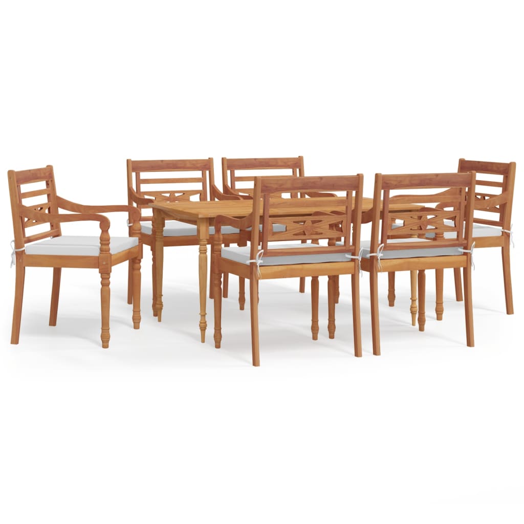 Set da Pranzo Giardino 7pz con Cuscini Legno Massello di Teak 3100790