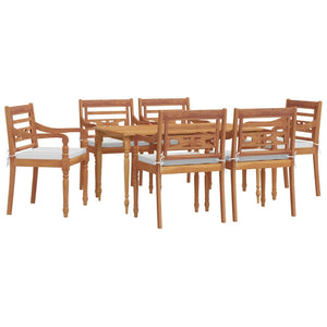 Set da Pranzo Giardino 7pz con Cuscini Legno Massello di Teak 3100790