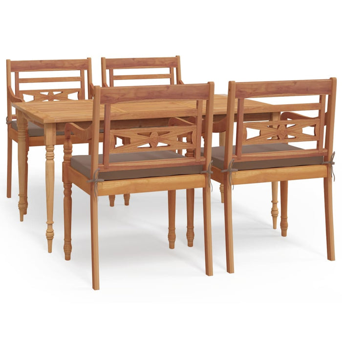 Set da Pranzo Giardino 5 pz con Cuscini Legno Massello di Teak 3100791