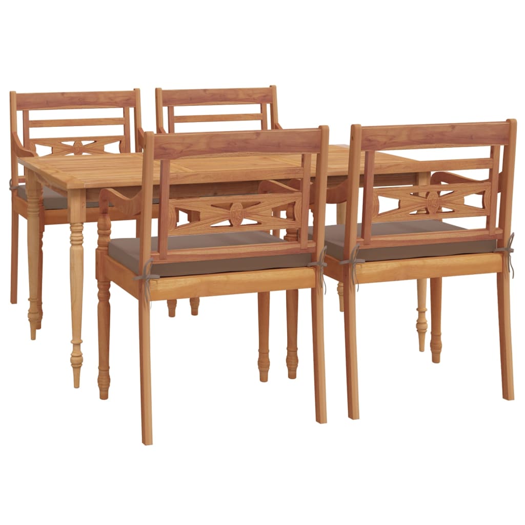 Set da Pranzo Giardino 5 pz con Cuscini Legno Massello di Teak 3100791