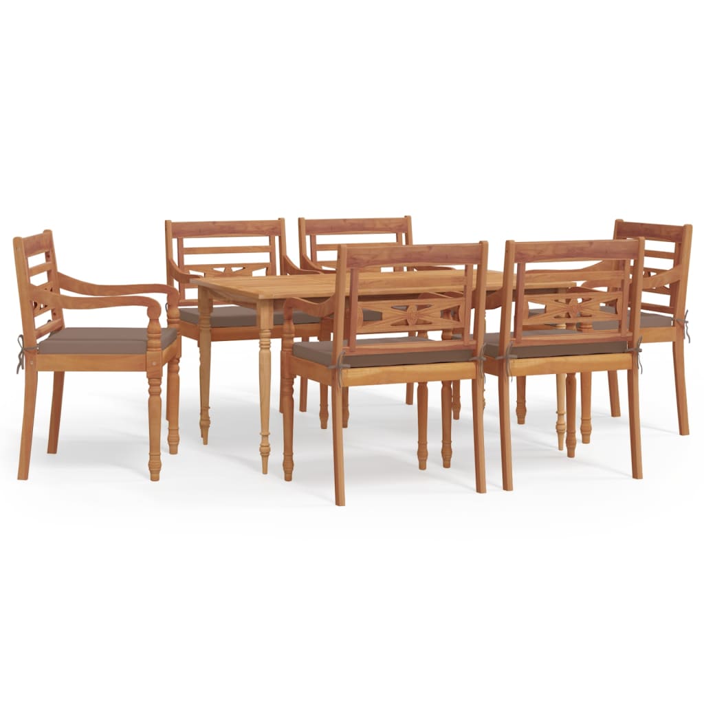 Set da Pranzo Giardino 7pz con Cuscini Legno Massello di Teakcod mxl 117982