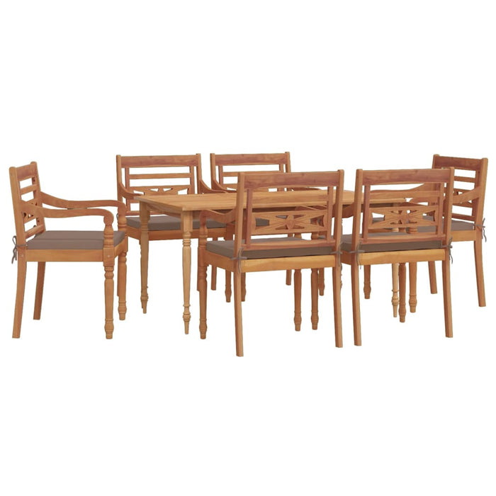 Set da Pranzo Giardino 7pz con Cuscini Legno Massello di Teakcod mxl 117982