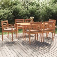 Set da Pranzo Giardino 7pz con Cuscini Legno Massello di Teakcod mxl 117982