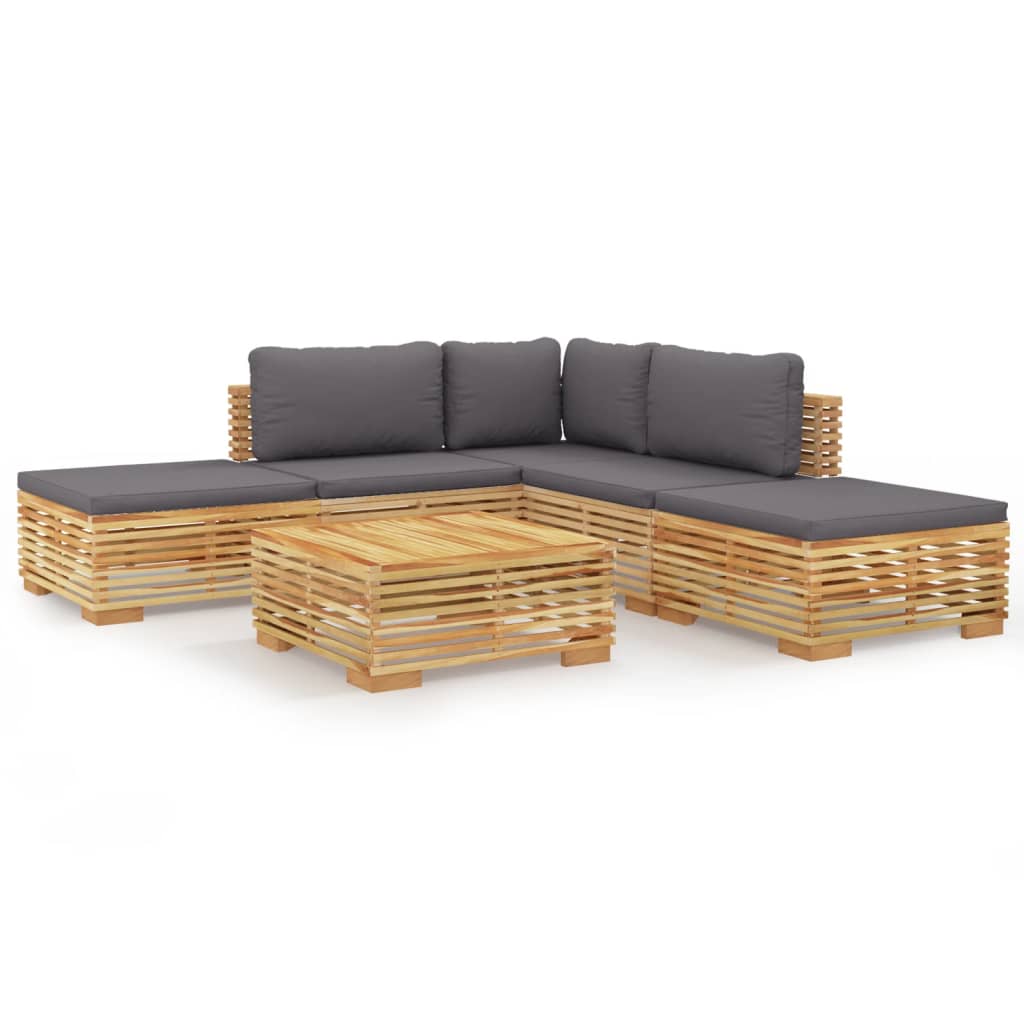 Set Divani da Giardino 6 pz con Cuscini Legno Massello di Teak 3100854