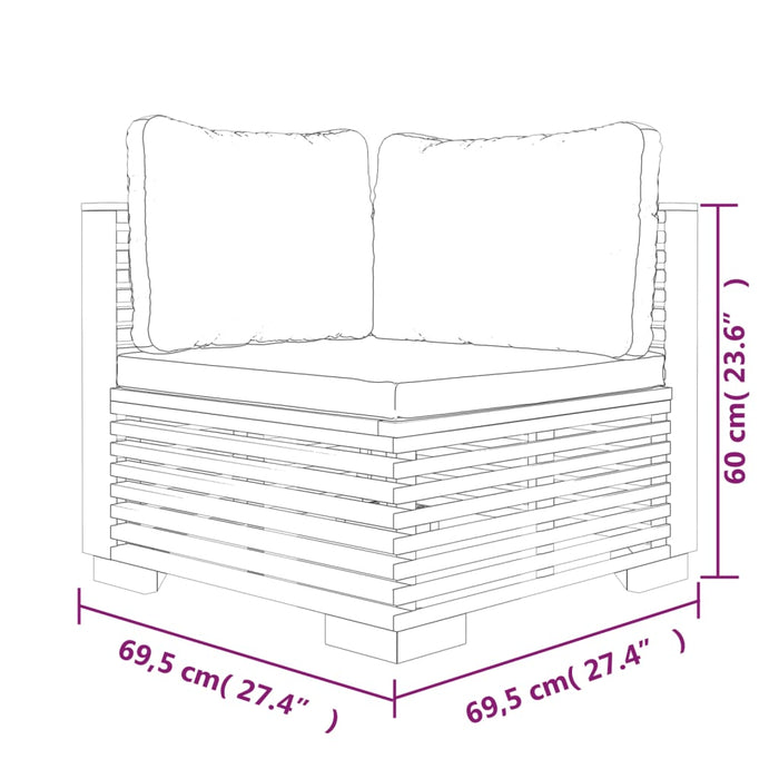 Set Divani da Giardino 6 pz con Cuscini Legno Massello di Teak 3100854