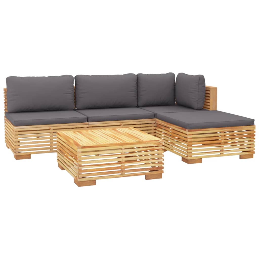 Set Divani da Giardino 5 pz con Cuscini Legno Massello di Teakcod mxl 121476