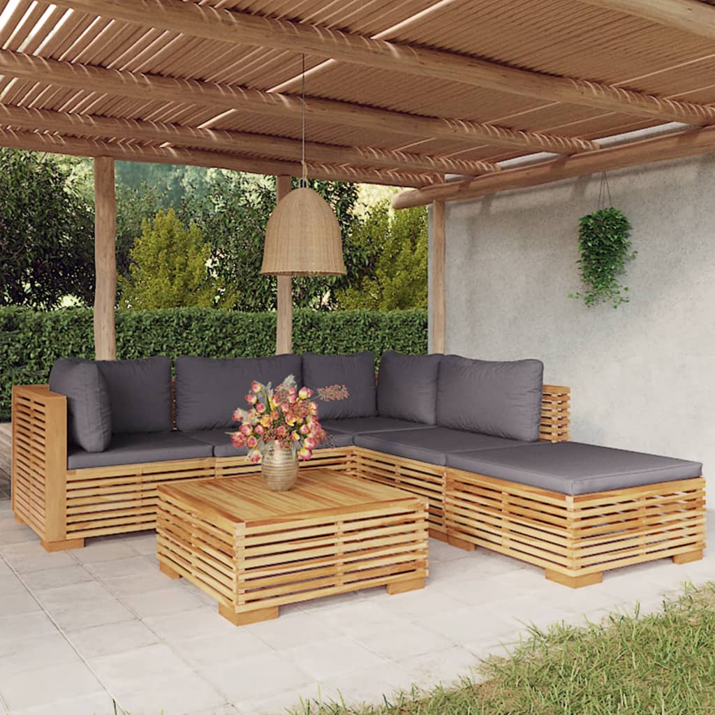 Set Divani da Giardino 6 pz con Cuscini Legno Massello di Teak 3100860