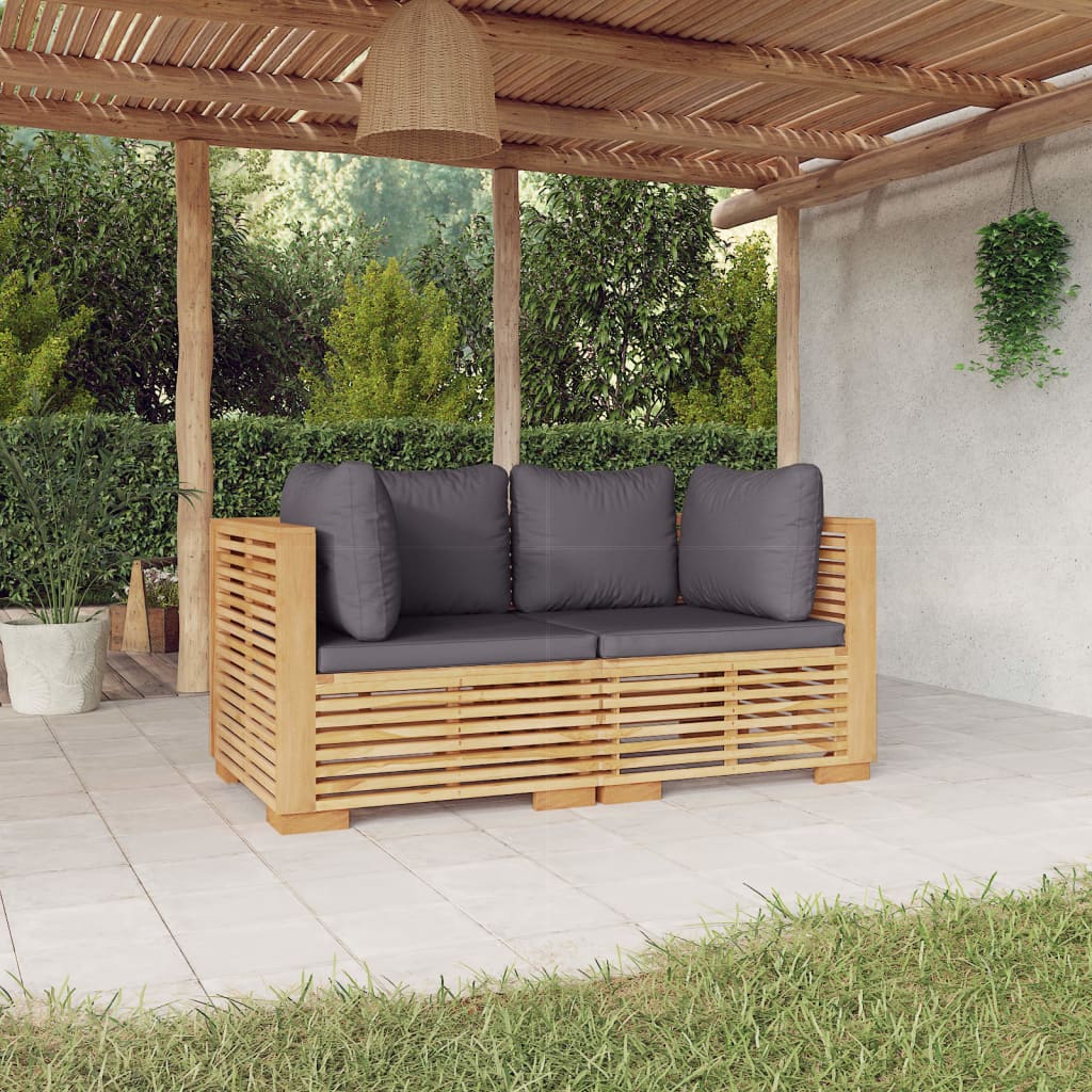 Divani Angolari da Giardino con Cuscini 2pz Legno Massello Teak 3100864