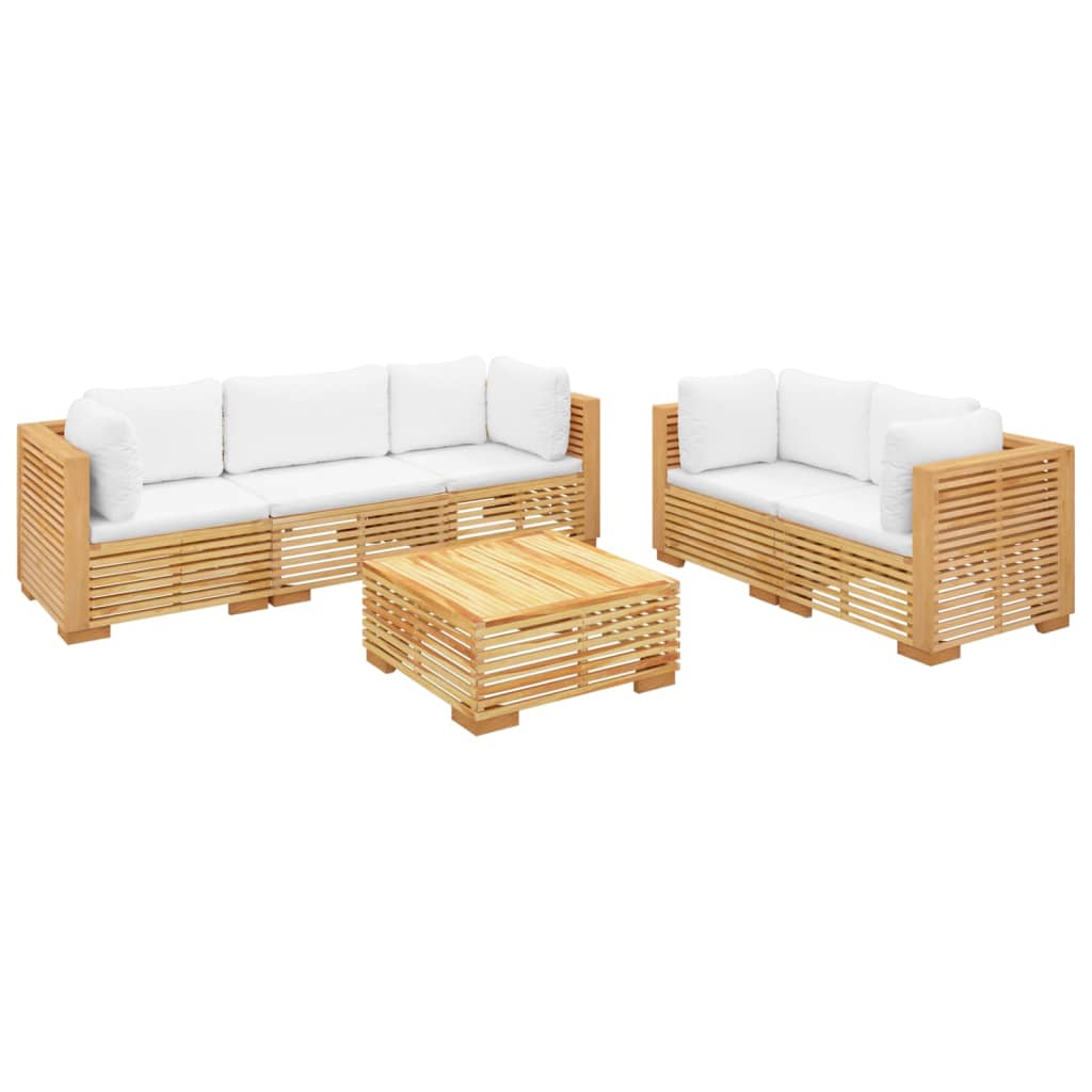 Set Divani da Giardino 6 pz con Cuscini Legno Massello di Teak 3100871