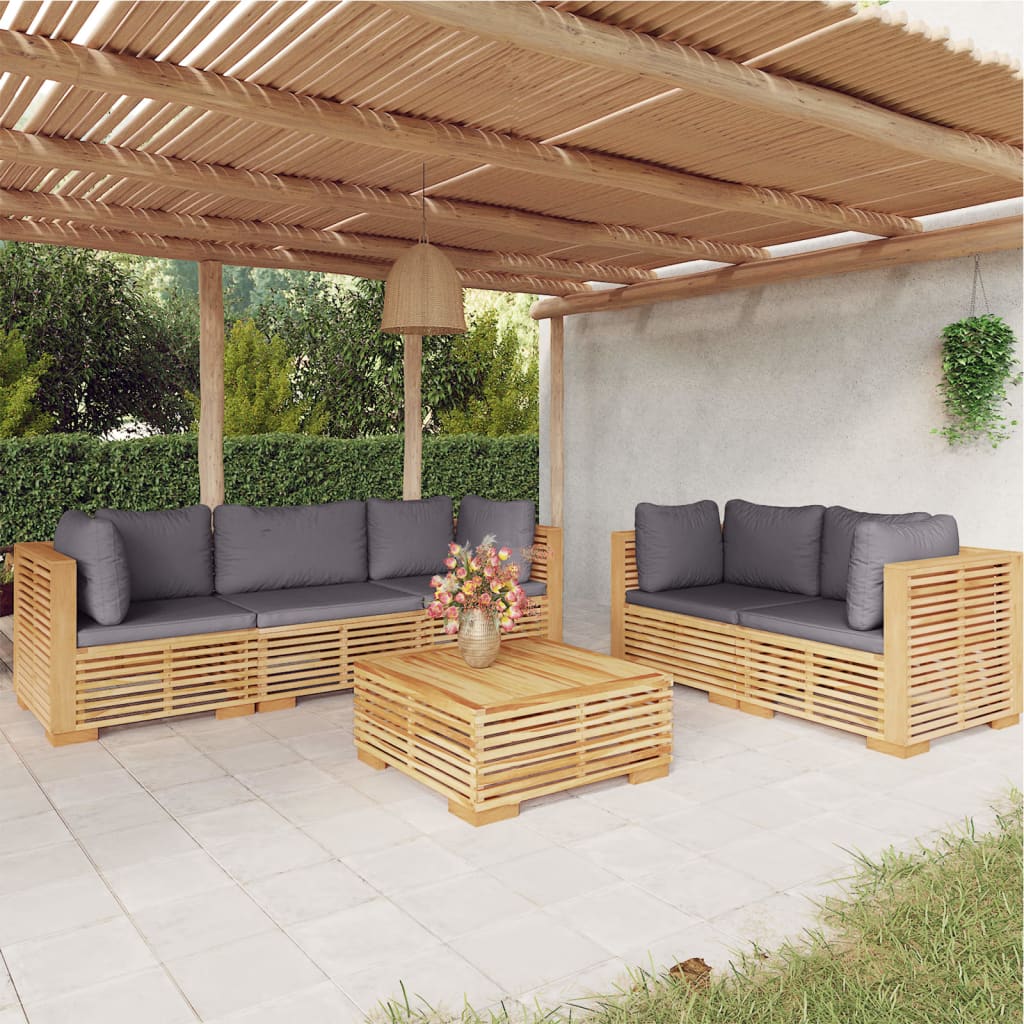 Set Divani da Giardino 6 pz con Cuscini Legno Massello di Teak 3100872