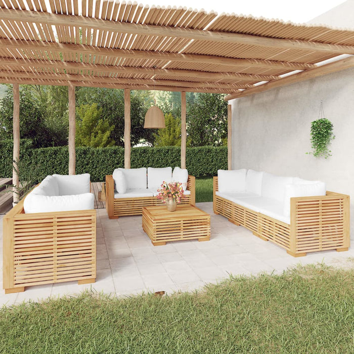 Set Divani da Giardino 9 pz con Cuscini Legno Massello di Teak 3100873