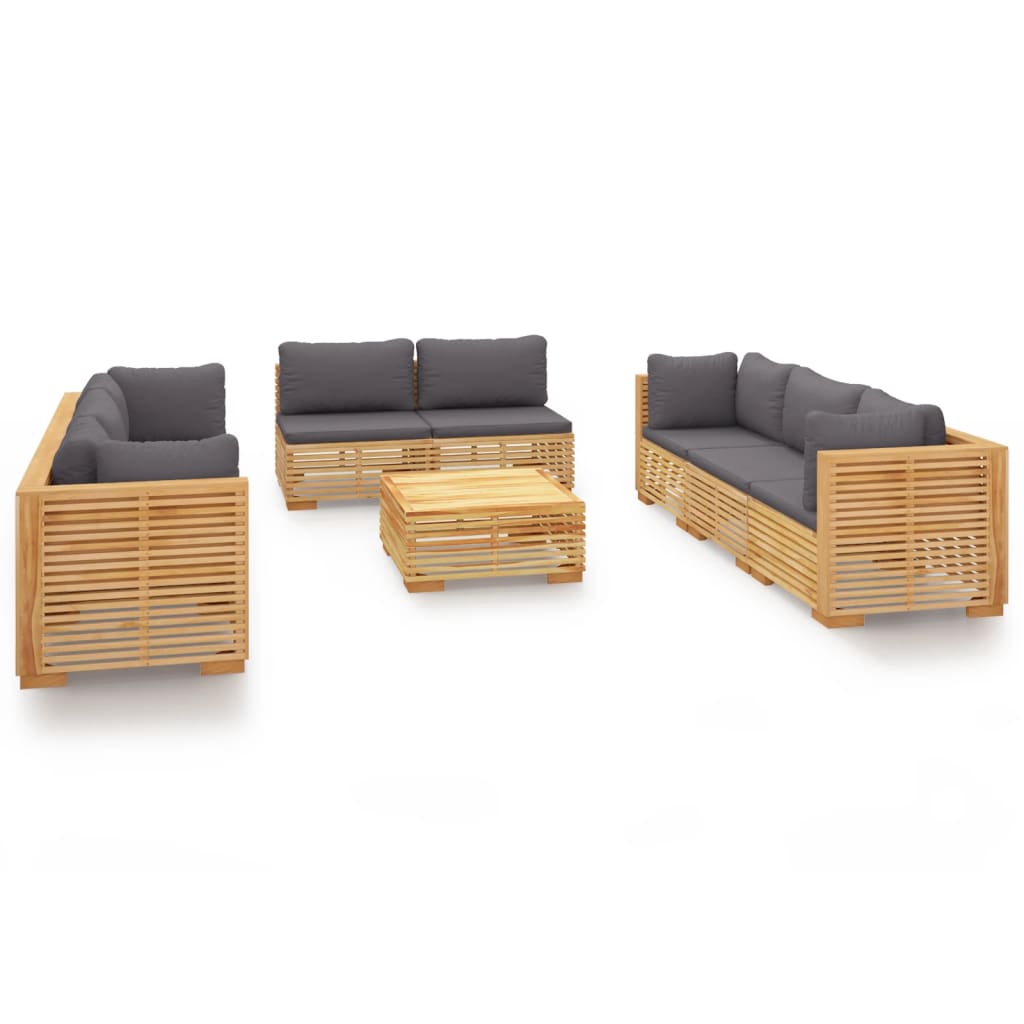 Set Divani da Giardino 9 pz con Cuscini Legno Massello di Teak 3100874