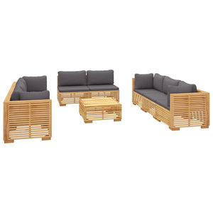 Set Divani da Giardino 9 pz con Cuscini Legno Massello di Teak 3100874