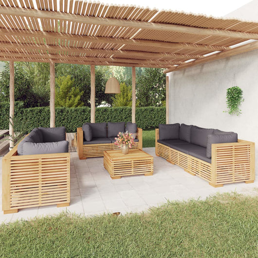 Set Divani da Giardino 9 pz con Cuscini Legno Massello di Teak 3100874