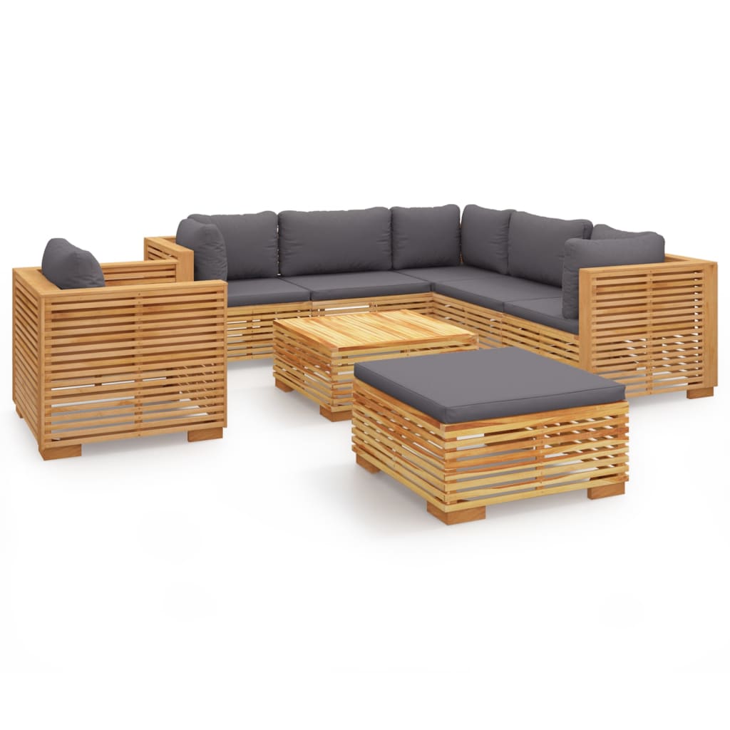 Set Divani da Giardino 8 pz con Cuscini Legno Massello di Teak 3100878