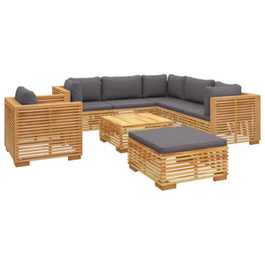 Set Divani da Giardino 8 pz con Cuscini Legno Massello di Teak 3100878