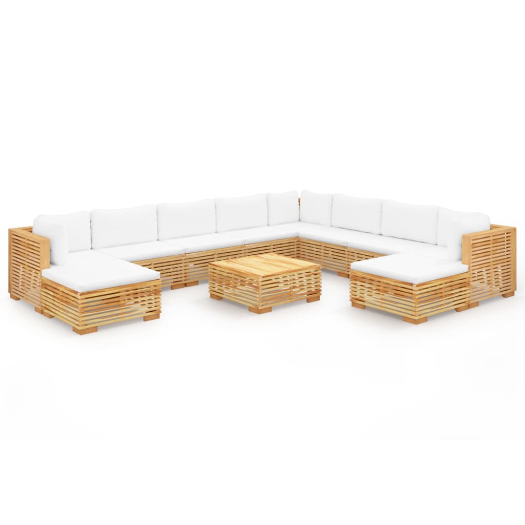 Set Divani da Giardino 11 pz con Cuscini Legno Massello di Teak 3100883