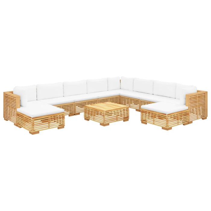 Set Divani da Giardino 11 pz con Cuscini Legno Massello di Teak 3100883