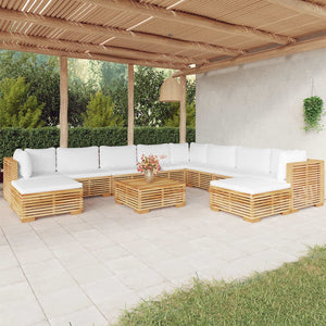 Set Divani da Giardino 11 pz con Cuscini Legno Massello di Teak 3100883