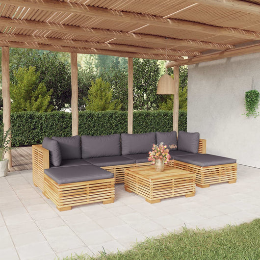 Set Divani da Giardino 7 pz con Cuscini Legno Massello di Teak 3100892