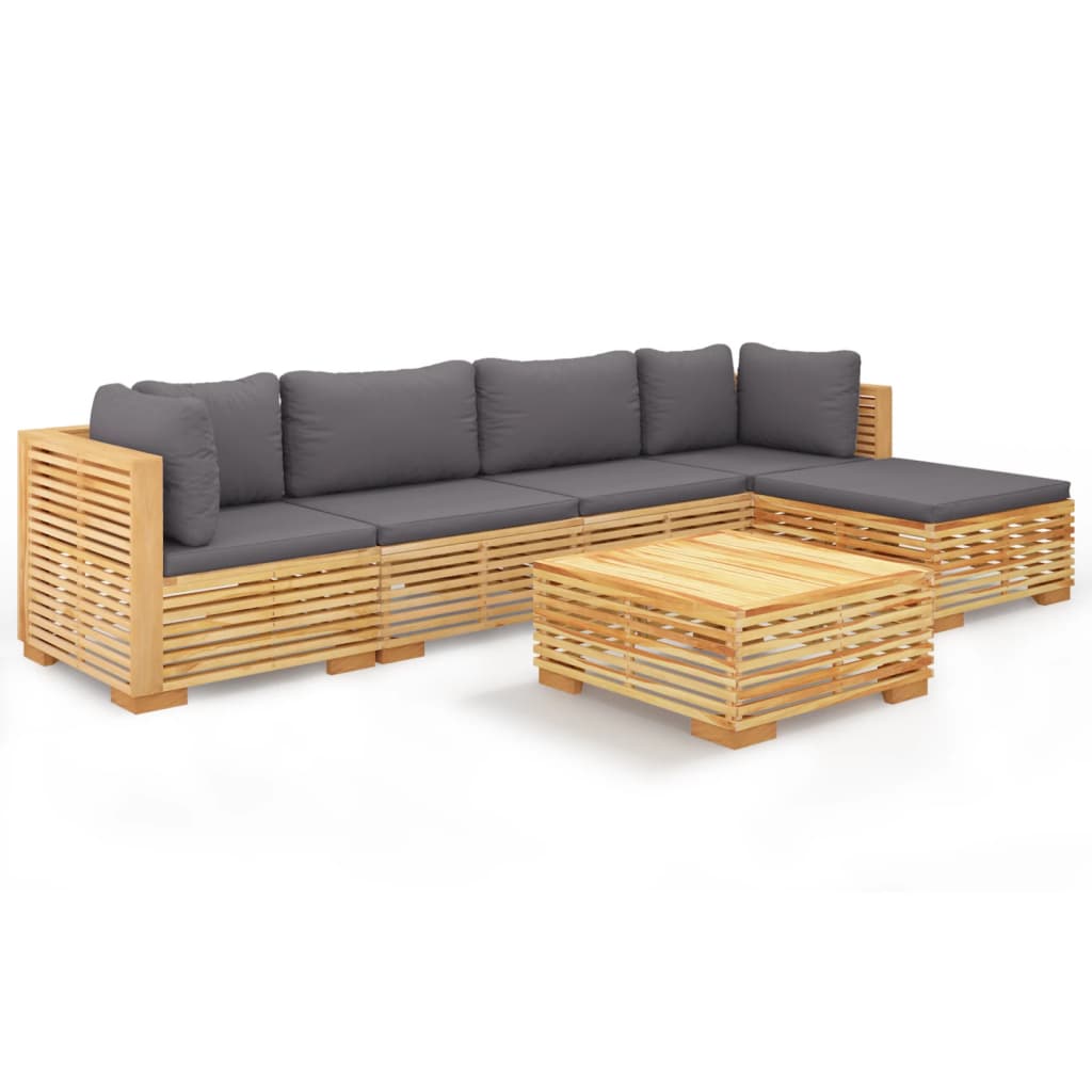 Set Divani da Giardino 6 pz con Cuscini Legno Massello di Teak 3100898