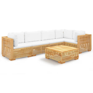 Set Divani da Giardino 6 pz con Cuscini Legno Massello di Teak 3100899