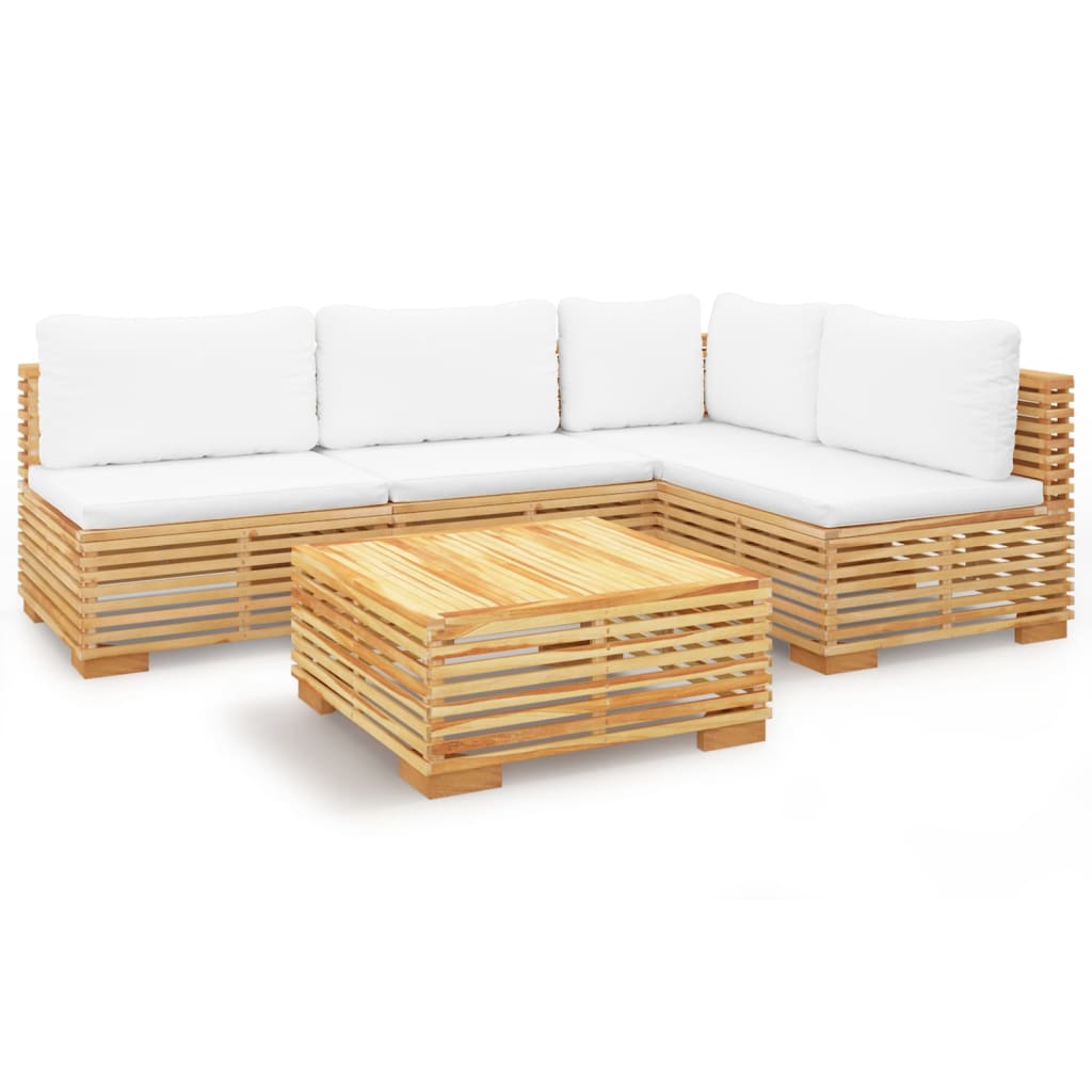 Set Divani da Giardino 5 pz con Cuscini Legno Massello di Teak 3100901