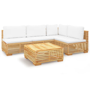 Set Divani da Giardino 5 pz con Cuscini Legno Massello di Teak 3100901