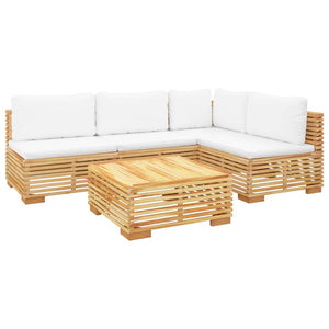 Set Divani da Giardino 5 pz con Cuscini Legno Massello di Teak 3100901