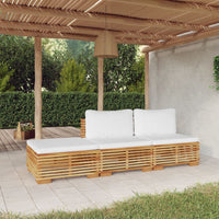 Set Divani da Giardino 3 pz con Cuscini Legno Massello di Teak 3100903