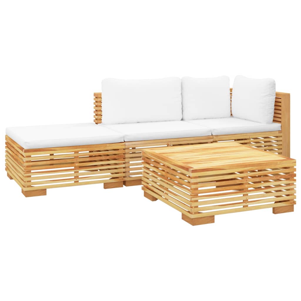 Set Divani da Giardino 4 pz con Cuscini Legno Massello di Teak 3100911