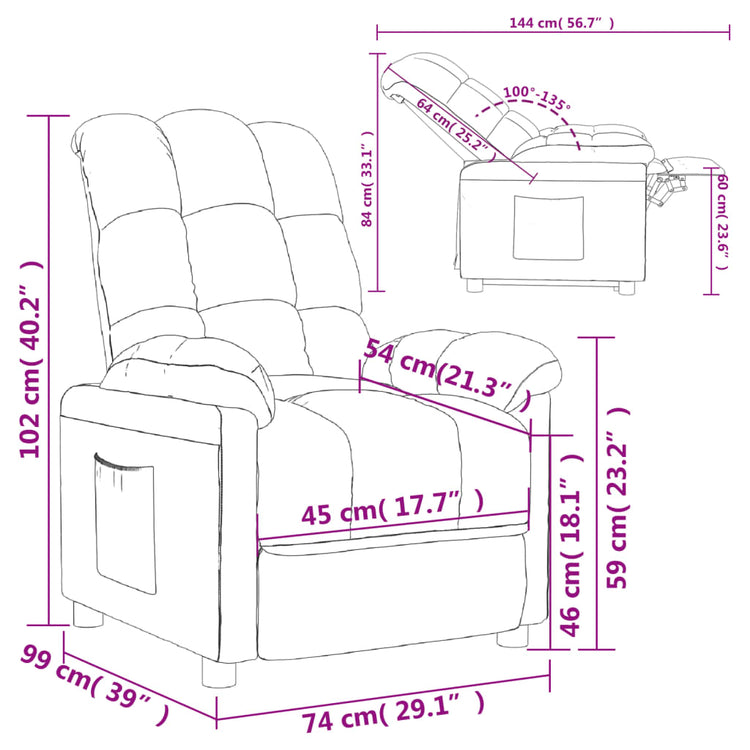 Poltrona Reclinabile in Tessuto Grigio Chiaro 342721