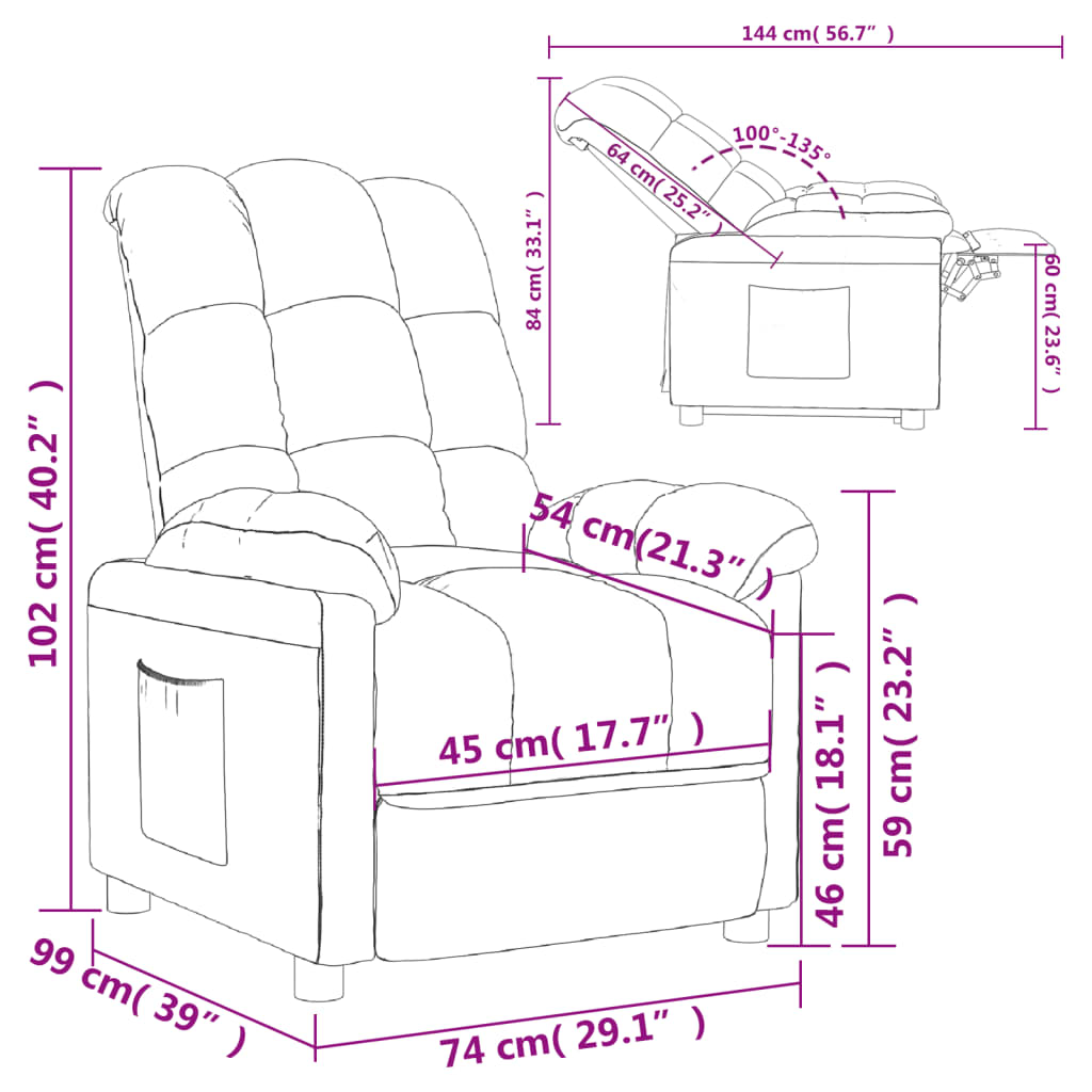 Poltrona Reclinabile in Tessuto Grigio Scuro 342722