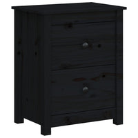 Comodino Nero 50x35x61,5 cm in Legno Massello di Pino cod mxl 30331