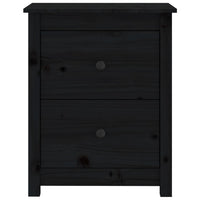 Comodino Nero 50x35x61,5 cm in Legno Massello di Pino cod mxl 30331