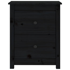 Comodino Nero 50x35x61,5 cm in Legno Massello di Pino cod mxl 30331