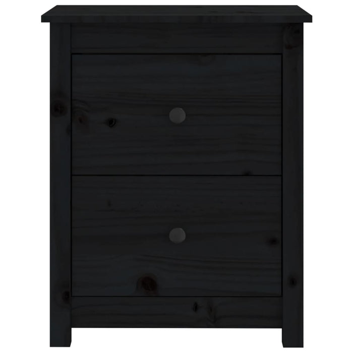 Comodino Nero 50x35x61,5 cm in Legno Massello di Pino cod mxl 30331