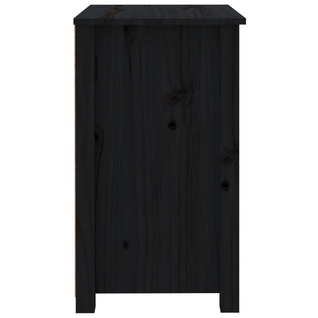 Comodino Nero 50x35x61,5 cm in Legno Massello di Pino cod mxl 30331