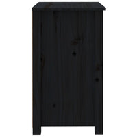 Comodino Nero 50x35x61,5 cm in Legno Massello di Pino cod mxl 30331