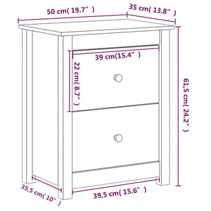 Comodino Nero 50x35x61,5 cm in Legno Massello di Pino cod mxl 30331