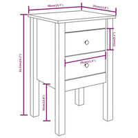 Comodini 2 pz 40x35x61,5 cm in Legno Massello di Pino 813690