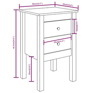 Comodini 2 pz 40x35x61,5 cm in Legno Massello di Pino 813690