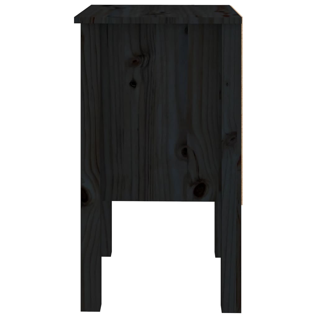 Comodino Nera 40x35x61,5 cm in Legno Massello di Pino 813697