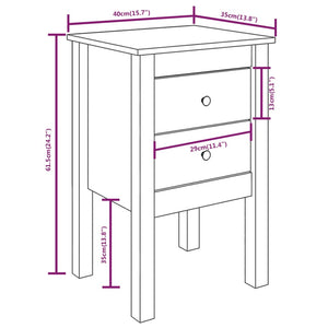 Comodino Nera 40x35x61,5 cm in Legno Massello di Pino 813697