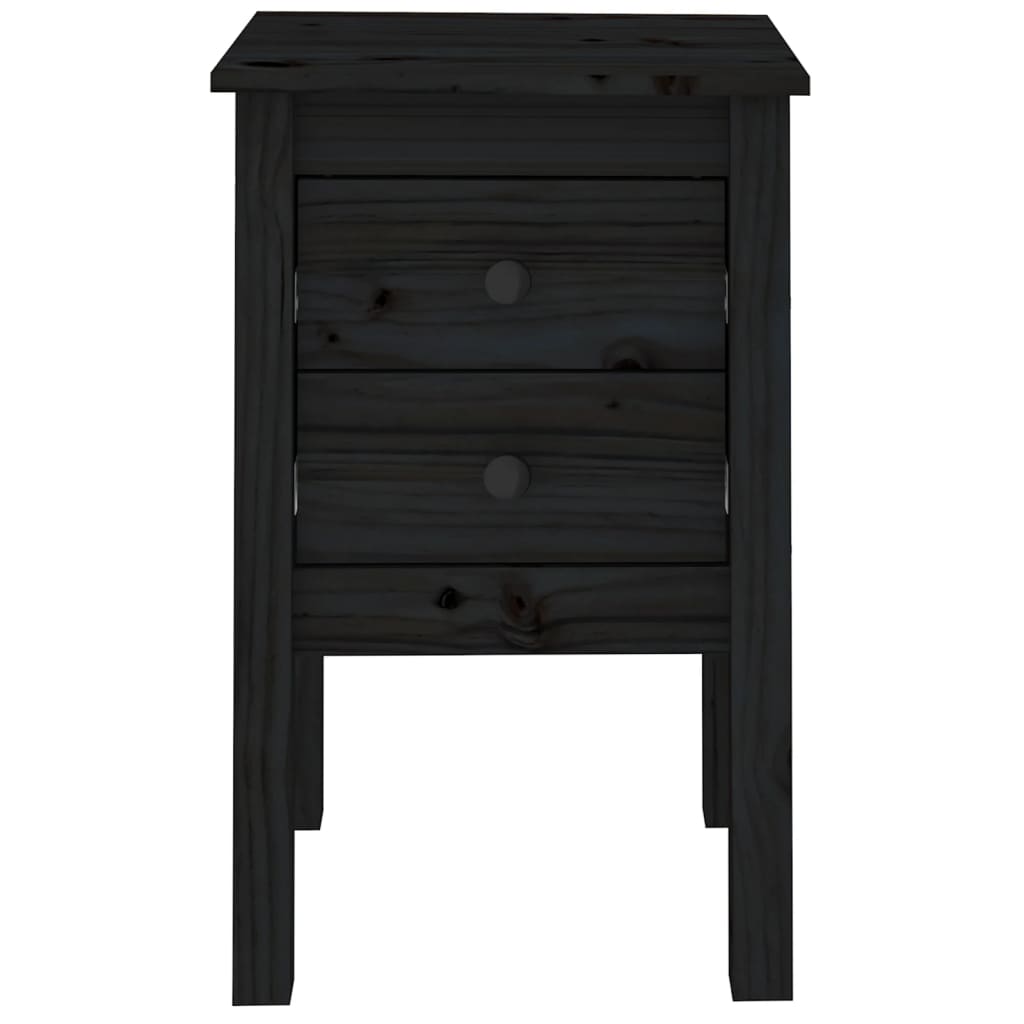 Comodini 2 pz Nera 40x35x61,5 cm in Legno Massello di Pino 813698