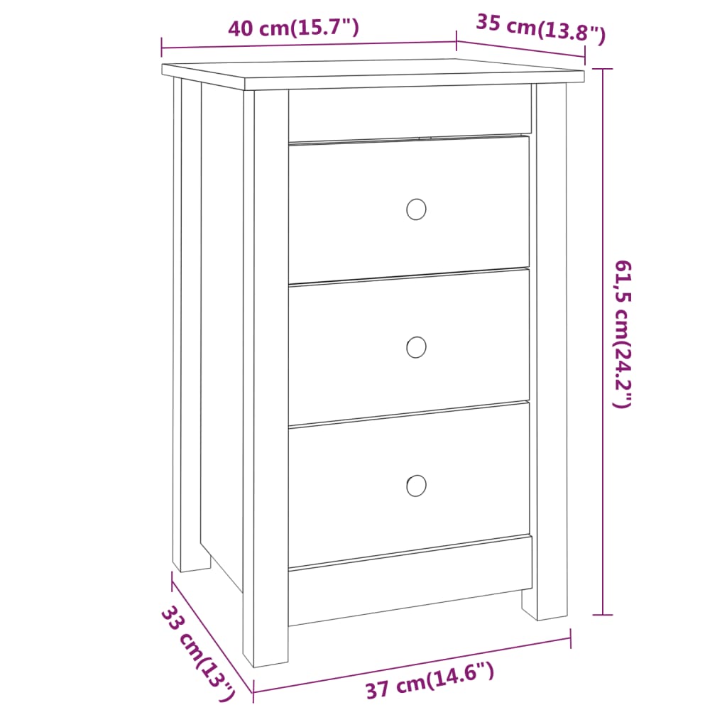 Comodini 2 pz 40x35x61,5 cm in Legno Massello di Pino cod mxl 30939