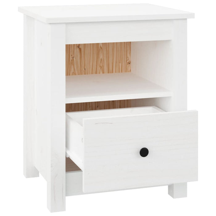 Comodino Bianco 40x35x49 cm in Legno Massello di Pino cod mxl 49121