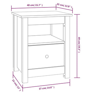 Comodino Grigio 40x35x49 cm in Legno Massello di Pino cod mxl 47508